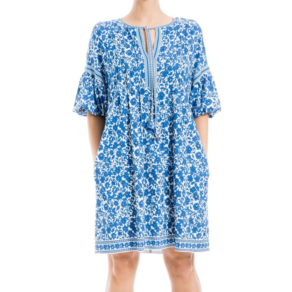 Max Studio Blue and White Floral Dress